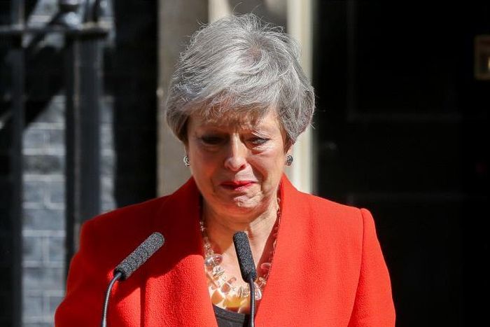Thủ tướng Anh Theresa May trong một tuyên bố về việc từ chức của mình vào ngày 7/6/2019. (Ảnh: London News Pictures)