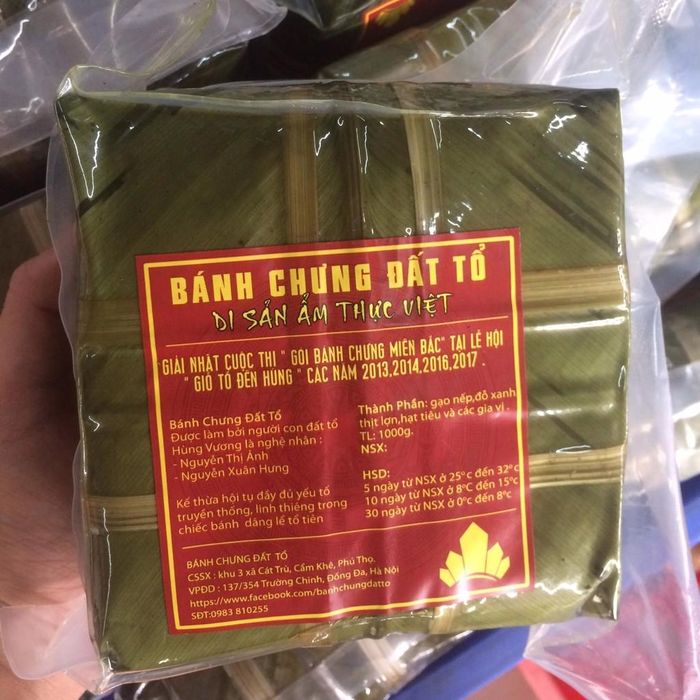 Bánh chưng Cát Trù sau khi đã luộc chín và được hút chân không.