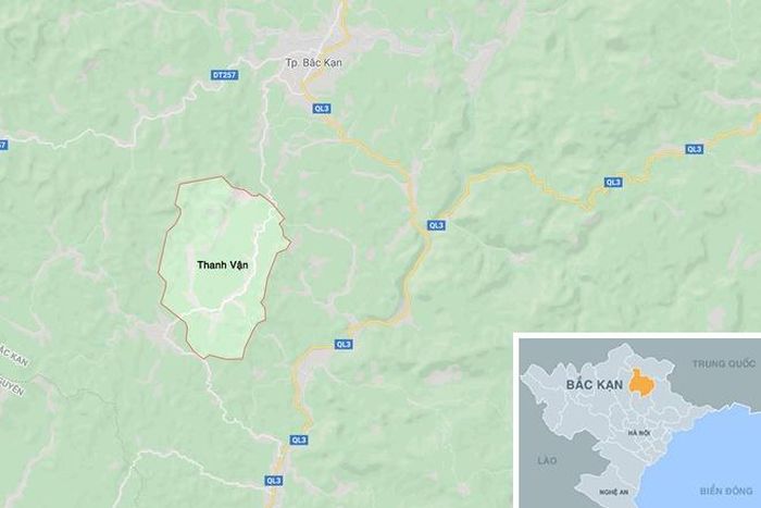  Vị trí xã Thanh Vận (vùng khoanh đỏ). Ảnh: Google Maps. 