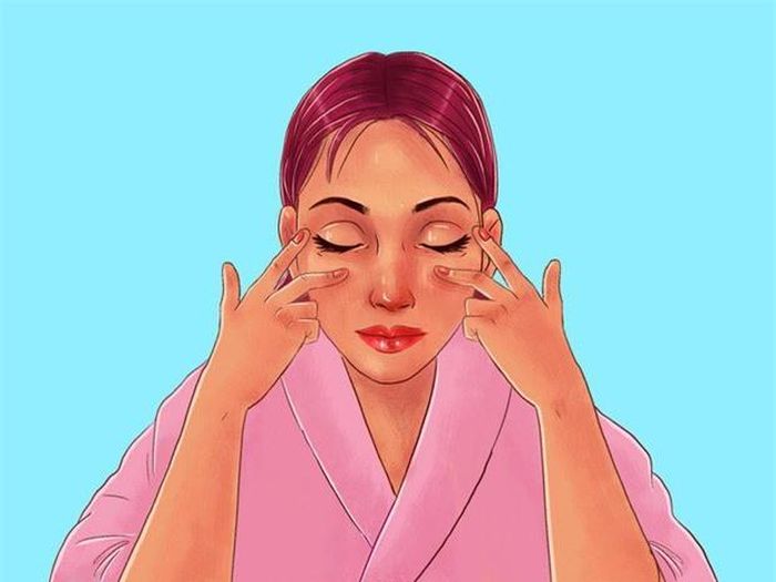 Bước 6: Dùng mặt dưới của ngón trỏ và ngón giữa vuốt từ hai bên cạnh sống mũi ra ngoài phía tai.