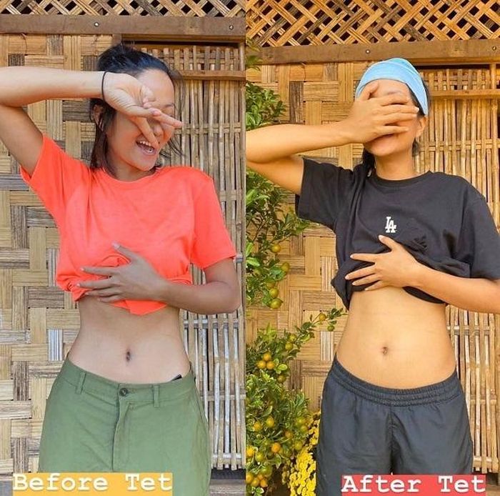 H’Hen Niê khoe sự khác biệt giữa trước và sau Tết Nguyên Đán. Có vẻ do thả phanh ăn uống nên hoa hậu đã đánh mất vòng eo 56. Trước đó, chỉ số eo của H’Hen Niê là 60cm khi thi Hoa hậu Hoàn vũ Việt Nam 2017. Nhưng sau này, nhờ quá trình tập luyện mà vòng eo đã xuống 56cm, bé ngang ngửa Ngọc Trinh.