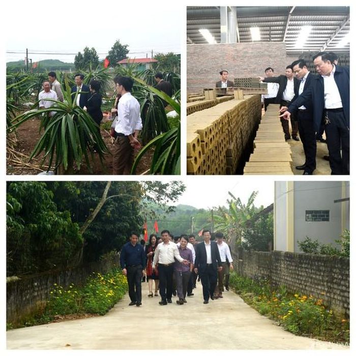 Đoàn công tác của Trung ương khảo sát kết quả xây dựng NTM ở Yên Thành. Ảnh: Xuân Hoàng