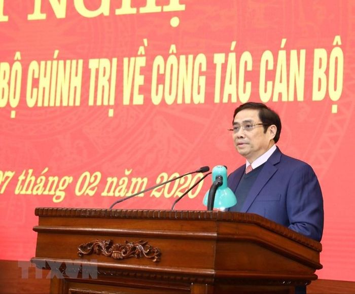 Trưởng Ban Tổ chức Trung ương Phạm Minh Chính phát biểu.(Ảnh: Văn Điệp/TTXVN)