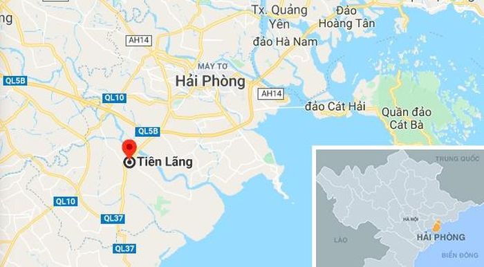  Thị trấn Tiên Lãng, nơi xảy ra vụ việc. Ảnh: Google Maps. 