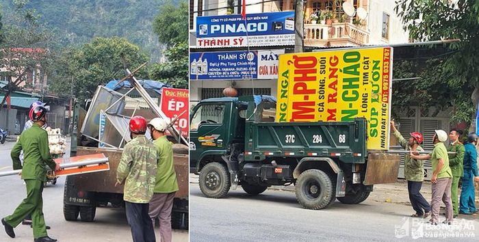 Cùng với TP. Vinh, các huyện có tuyến giao thông trọng điểm đi qua là Quốc lộ 1A cũng ra quân quyết liệt để giải tỏa hành lang an toàn giao thông. Ảnh tư liệu