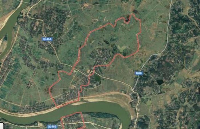 Địa giới hành chính xã Thanh Tường và khu vực lân cận. Ảnh: Google Maps