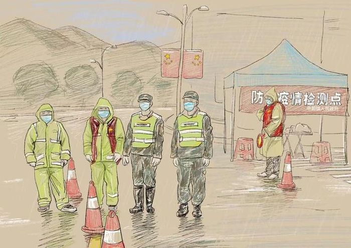  Những bộ quần áo phòng dịch bệnh, dưới con mắt của Hong Yi, giống như bộ "vest đỏ", gắn với sứ mệnh lớn lao, chiến đấu ở tuyến đầu khi dịch Covid-19 đang bùng phát. Công việc của cha, qua bộ tranh của Hong, là khử trùng cơ sở vật chất, kiểm dịch sức khỏe cho người dân và canh gác để kịp thời phát hiện những trường hợp nghi nhiễm virus corona. 