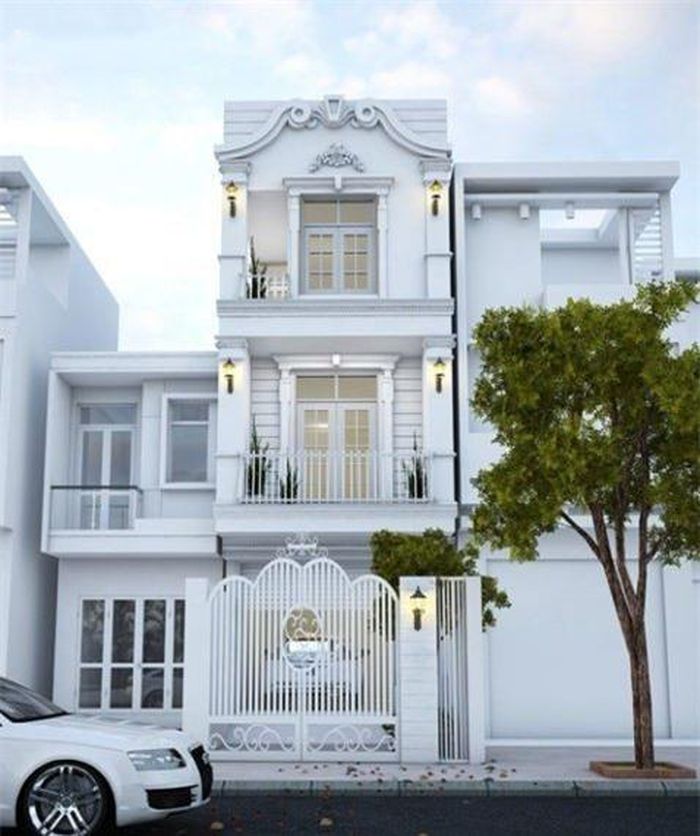  Vẻ đẹp dễ nhận thấy của ngôi nhà là bố cục không gian, hình khối và trang trí mang đậm tính chất cổ điển. Ảnh: Xaynhasaigon. 
