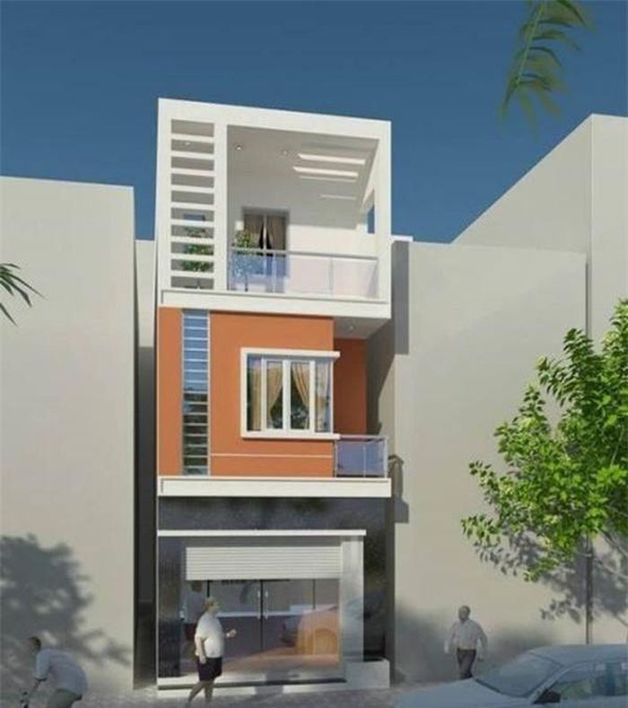  Điểm nhấn của ngôi nhà 3 tầng là ban công lệch nằm sát góc tường với nhà hàng xóm. Ảnh: Internet. 