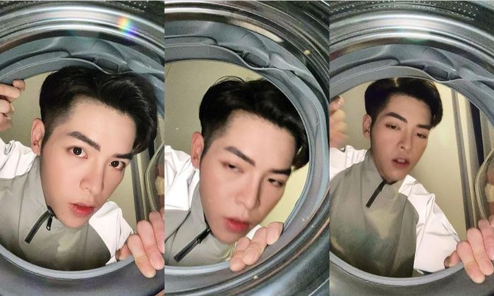Đức Phúc khiến người hâm mộ bật cười khi tham gia “hot trend” chụp hình trong máy giặt. Nam ca sĩ không ngần ngại đăng tải những tấm hình lỗi trong quá trình chụp.