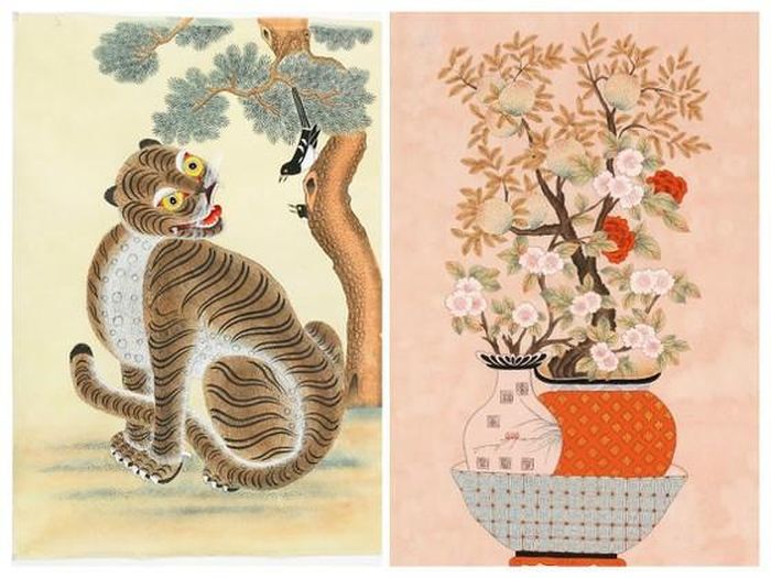Các bức tranh dân gian Hàn Quốc có màu sắc tươi sáng