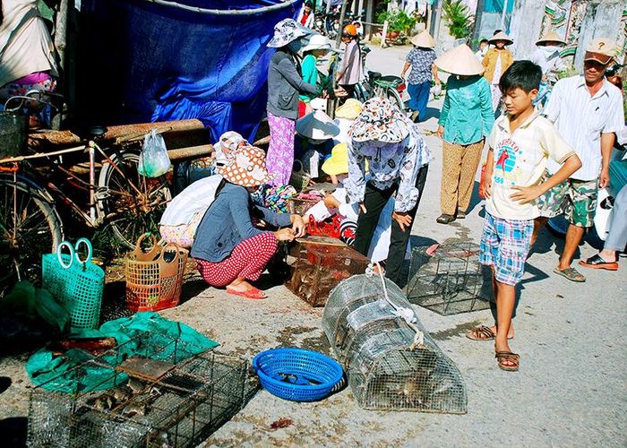 Cảnh mua bán chuột đồng ở chợ Hải Hòa diễn ra nhộn nhịp. Ảnh: LĐV