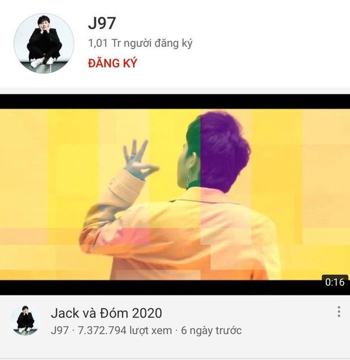 Jack cán mốc 1 triệu đăng ký kênh youtube.