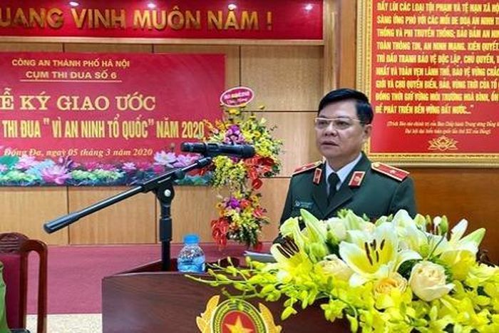 Thiếu tướng Đào Thanh Hải, Phó Giám đốc Công an thành phố Hà Nội giao nhiệm vụ cho Cụm thi đua số 6