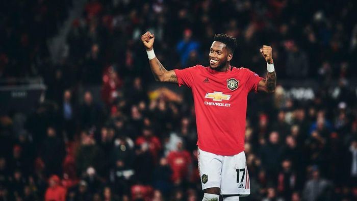 Fred ăn mừng khi lập cú đúp vào lưới Brugge. Ảnh: Man Utd.