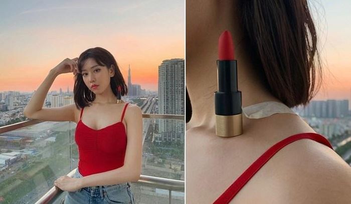 Đăng ảnh thực hiện thử thách đặt son môi lên xương quai xanh, ca sĩ Min đã làm khán giả "cười bò" vì lầy lội tới mức dùng cả băng dính dán chặt thỏi son với phần vai để hoàn thành trào lưu một cách ngoạn mục nhất. 