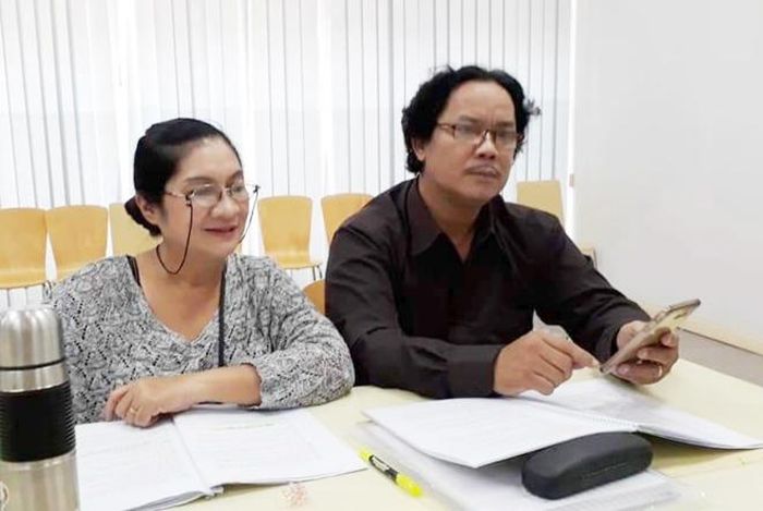 Bích Ngọc và diễn viên - đạo diễn Công Hậu (ông xã của chị) trong một buổi làm việc. Ảnh: TL