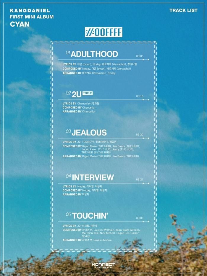 Tracklist album CYAN của Kang Daniel.