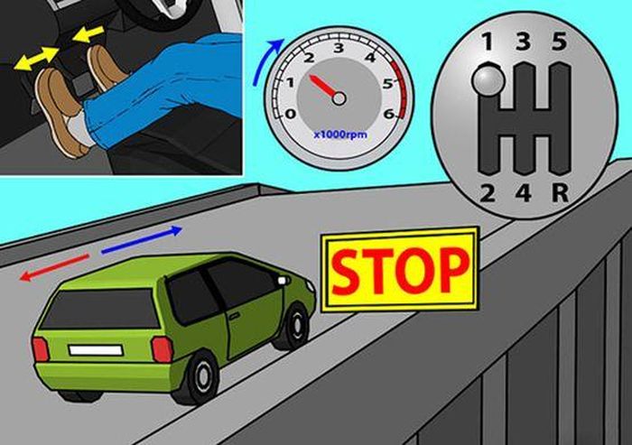 Phối hợp chân ga, chân côn nhịp nhàng khi đề-pa lên dốc