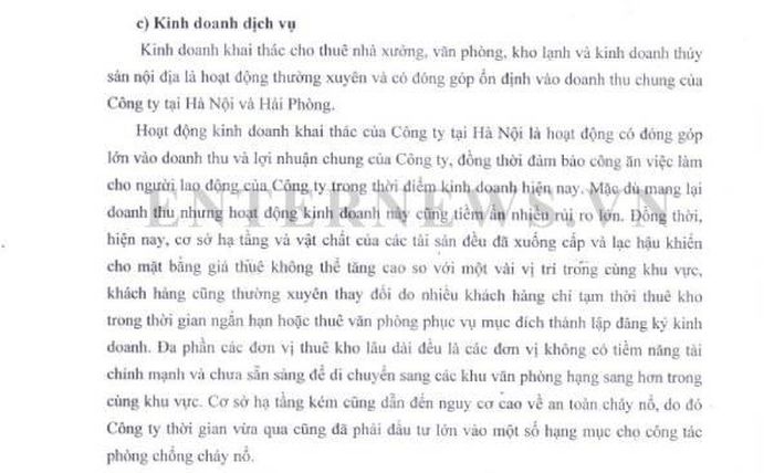 Cho thuê kinh doanh dịch vụ là nguồn thu ổn định của doanh nghiệp này