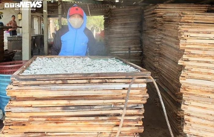 Vào vụ hấp cá, cơ sở của anh Minh thuê 7-10 lao động, làm việc liên tục từ sáng sớm tới chiều tối.