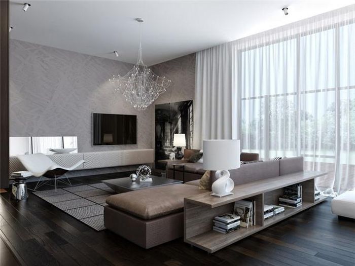  Đồ nội thất thấp phù hợp với cuộc sống hiện đại. Một tấm rèm cửa 2 lớp để chủ nhà dễ dàng điều chỉnh ánh sáng trong phòng theo sở thích. 