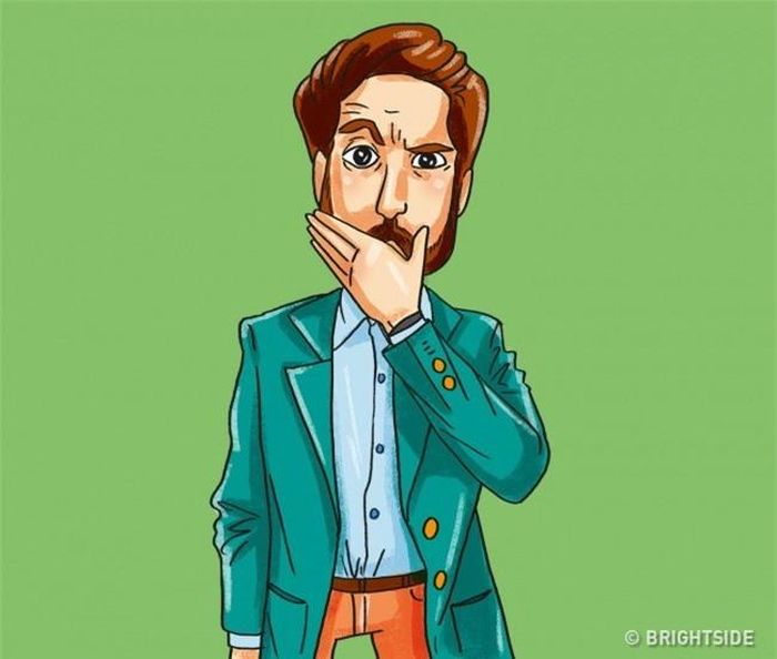 Dùng tay che miệng: Khi một người không muốn nói điều gì đó, họ thường dùng tay che miệng hoặc giả vờ ho.