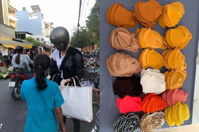 Tranh thủ thời gian nghỉ dịch COVID-19, Hoàng Thùy cùng em gái đã may hơn 700 chiếc khẩu trang dành cho những người lao động nghèo tại TP.HCM. “Trong thời gian ở nhà cách ly mình ở nhà tranh thủ làm khẩu trang vải. Hôm nay đi phát vòng vòng cho mọi người. Ngoài đường hầu như là người nghèo vẫn cố gắng để kiếm tiền qua ngày thực sự thấy mà thương lắm. Mình làm được hơn 700 cái khẩu trang, mỗi người phát 6 cái. Mọi người đều thấy rất vui, mình cũng vui nhưng thương họ nhiều lắm!”, Á hậu chia sẻ.