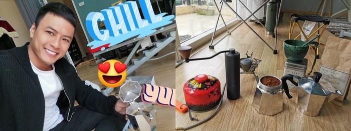 Tranh thủ được nghỉ, Hồng Đăng tự làm cho mình ly cà phê thủ công “ngon không tưởng”. Anh chia sẻ: “Trước dịch hay lê la cà phê một mình, ới phát là có ngay ly cà phê. Giờ trong dịch tự tay làm cho mình một ly cà phê công phu thật sự luôn. Và nói thật là nó ngon không tưởng các ông ạ... Quay tay mỏi tay luôn để xay hạt, rồi canh lửa...”.