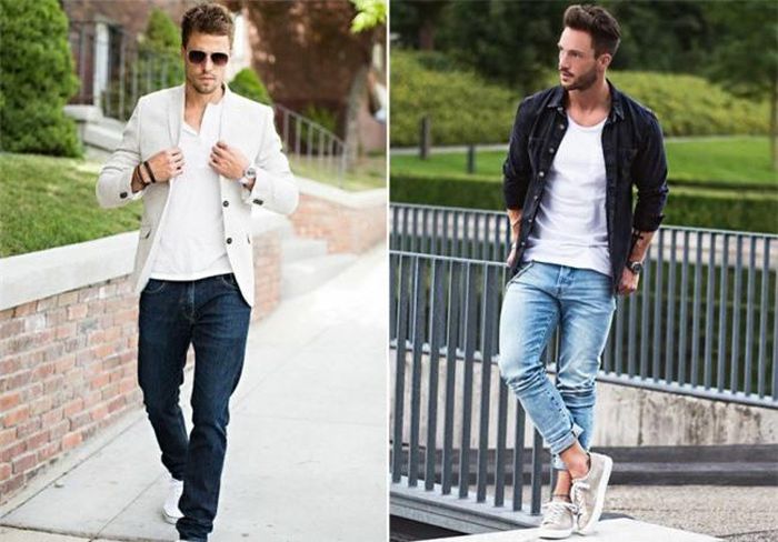 Áo sơ mi trắng và quần jean là kết hợp khiến đàn ông trông nam tính và hấp dẫn hơn.