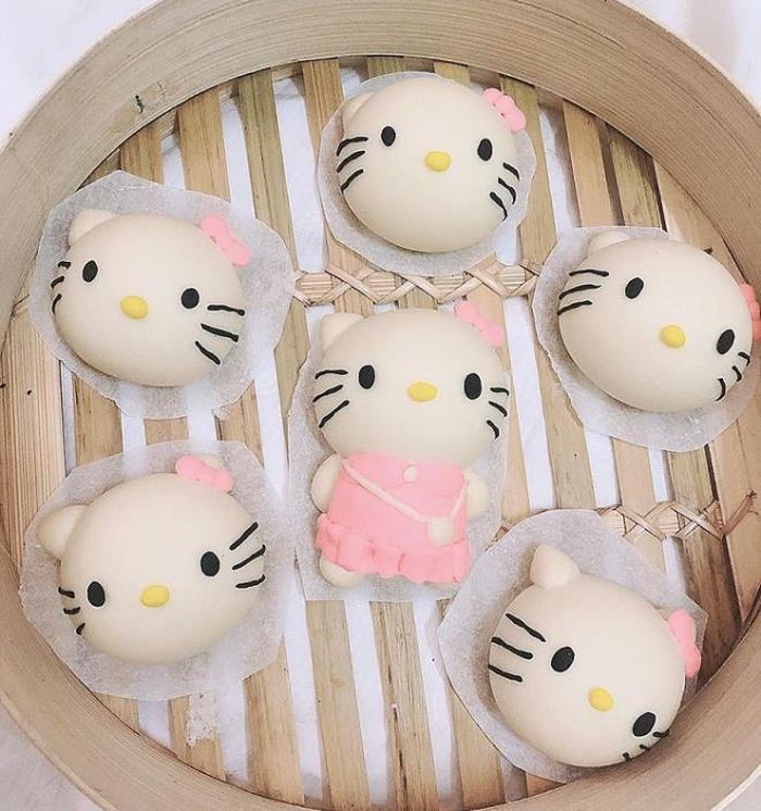 Bánh bao phiên bản Hello Kitty siêu đáng yêu. (Ảnh: Huyền Thu)