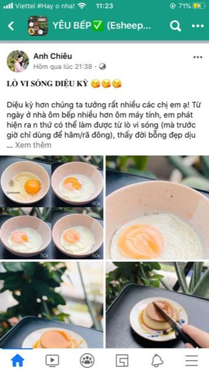 Trứng hấp và bánh flan làm bằng lò vi sóng.