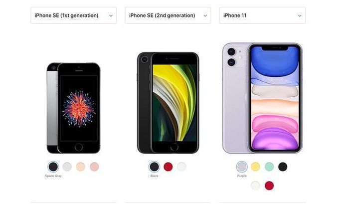  Người dùng có thể vào trang web của Apple và tiến hành so sánh 3 mẫu máy iPhone giá rẻ. Ảnh: The Verge. 