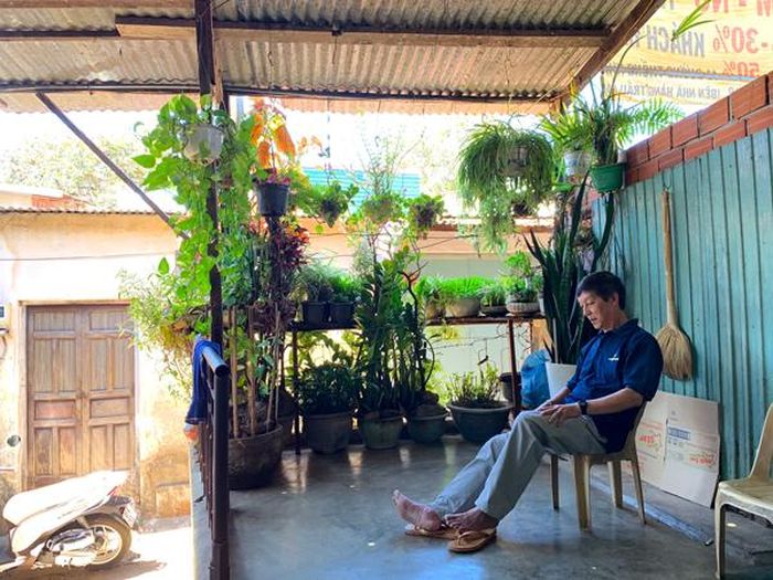 Một góc xanh yên bình trong hẻm nhỏ của gia đình ông Quang. Ảnh: P.L