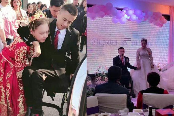 Cảm động trước khoảnh khắc cô dâu bế chú rể lên xe hoa nhưng câu chuyện ...