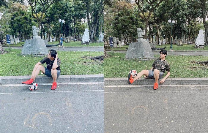 Tim quay lại với sở thích bóng đá sau nhiều ngày không được luyện tập vì giãn cách xã hội.