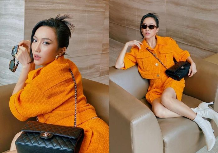 Chia sẻ bộ ảnh diện đồ hiệu đầy phong cách, Diệu Nhi dí dỏm cho biết: “Ngày đầu đi làm lại sau thời gian dài nghỉ dịch ở nhà, đồng nghiệp không nhận ra”.