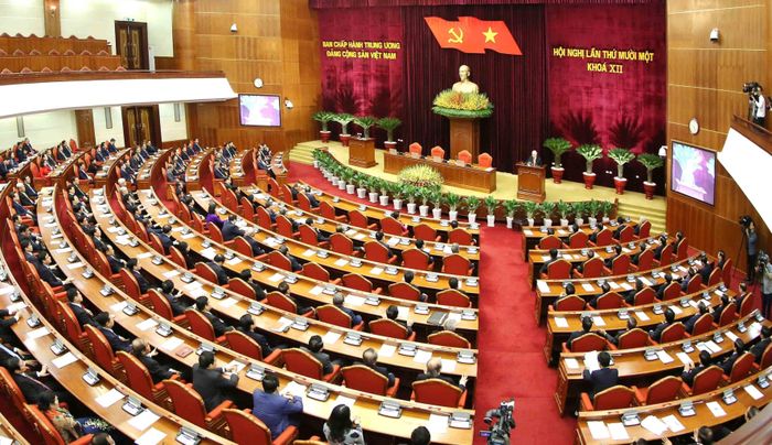 Quang cảnh Hội nghị Trung ương lần thứ 11 khóa XII. (Ảnh: Quang Hà).