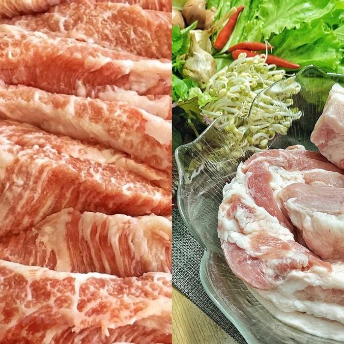  Thịt dùng làm chả nướng ngon nhất là phần thịt sát nách trước của heo, hoặc phần cổ má. Miếng thịt dăm lẫn cả nạc cả mỡ như thế này khi nướng có hương vị thơm ngon đặc trưng. (Ảnh: Mai Mai/Vietnam) 