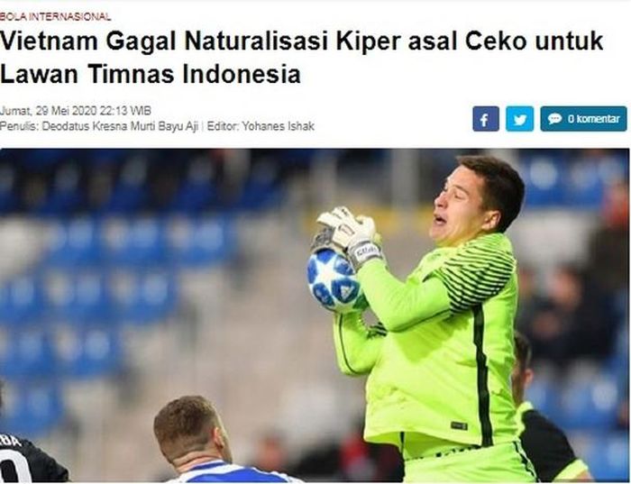 Tờ Indosport của Indonesia nhắc tới việc Filip Nguyễn chưa thể có Quốc tịch Việt Nam.