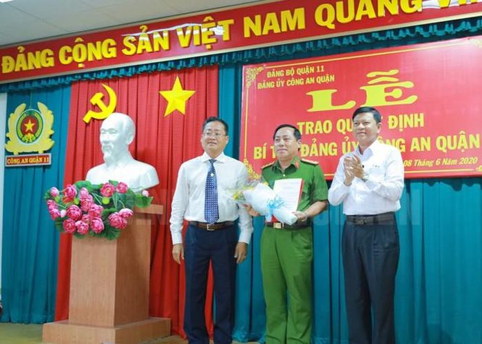 Tân Trưởng Công an Quận 11, Đại tá Phạm Xuân Thao giữ chức Bí thư Đảng ủy Công an Quận 11. Ảnh thanhuytphcm.vn