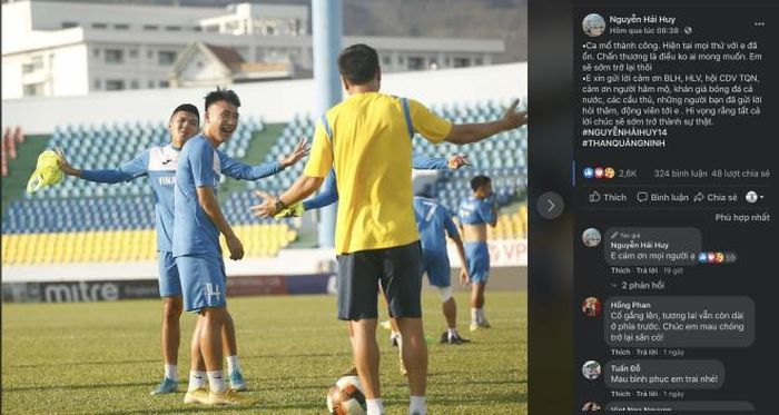 Hải Huy trấn an cổ động viên. 