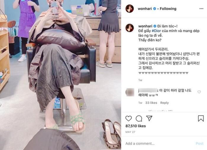 Đi làm tóc và “vô tư” mang đôi dép của cửa tiệm về, bà xã Trấn Thành khiến fan “cười như được mùa”.