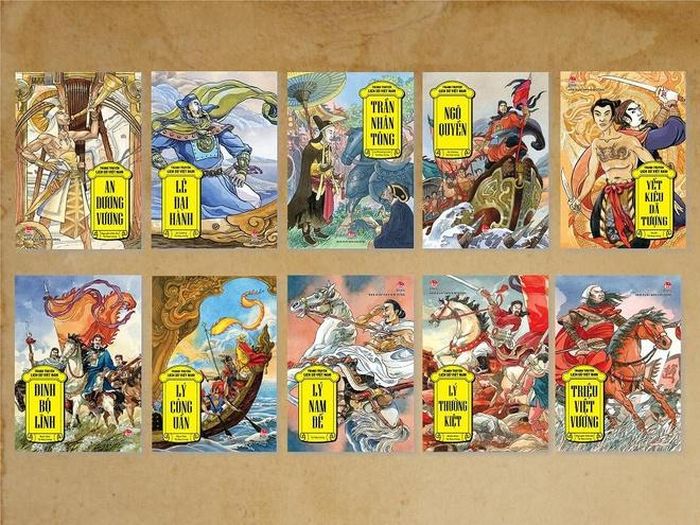  Một số cuốn sách trong bộ sách Tranh truyện lịch sử Việt Nam đoạt giải B giải thưởng Sách Quốc gia lần thứ hai. Ảnh: Kim Đồng Kids. 