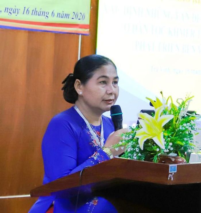 Thạc sĩ Thạch Thị Dân phát biểu khai mạc. 