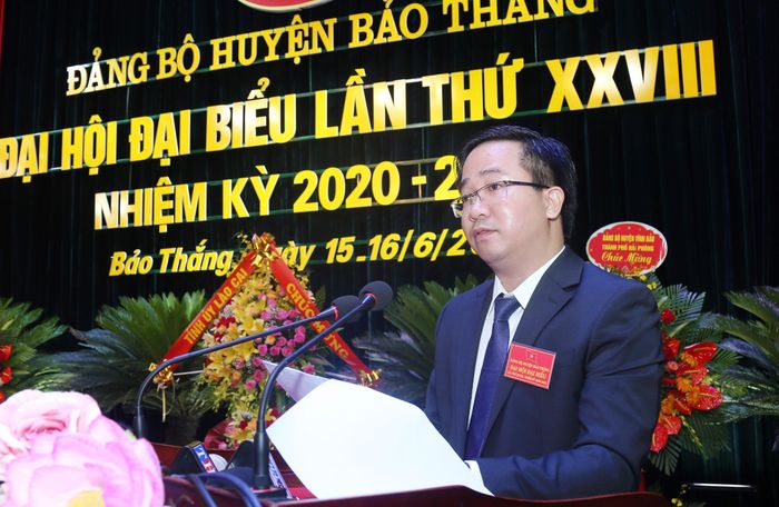 Bí thư Huyện ủy Bảo Thắng Trần Minh Sáng phát biểu khai mạc Đại hội.