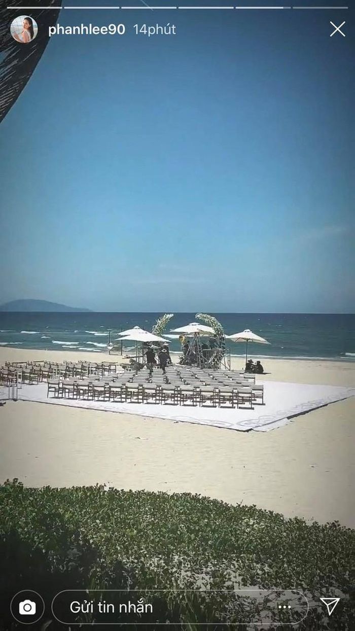Bãi biển tư nhân - nơi tổ chức đám cưới của Phương Anh Lê. Hình ảnh hiếm hoi được rò rỉ ra bên ngoài.