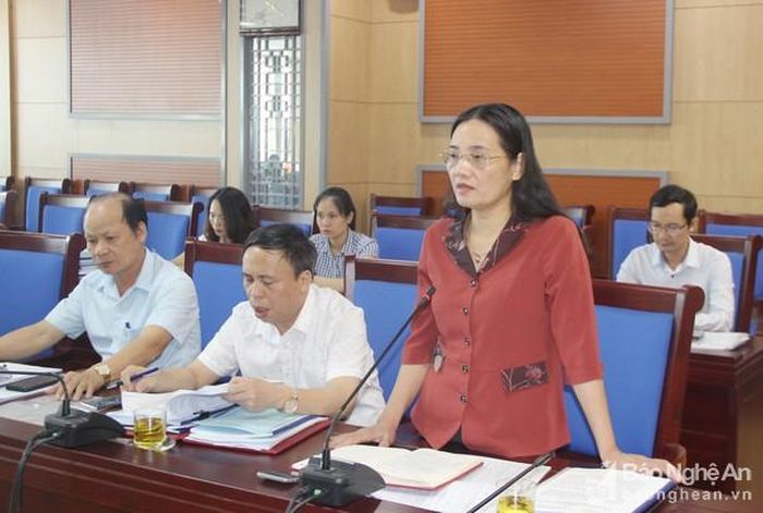 Phó Chủ tịch HĐND tỉnh Cao Thị Hiền phát biểu tại buổi làm việc. Ảnh: Mai Hoa