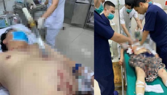 Các nạn nhân bị Hậu chém trọng thương. (Ảnh: CTV)