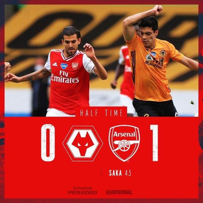 45 phút đầu khép lại với tỷ số 0-1 nghiêng về Arsenal